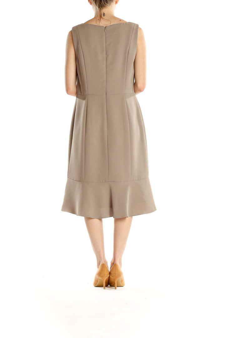 Beige Classic A-Line Dress