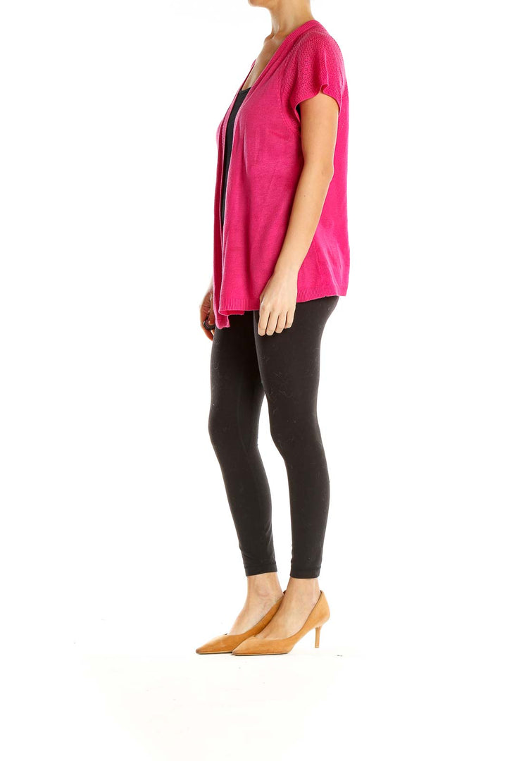 Pink Short Sleeve Cardigan