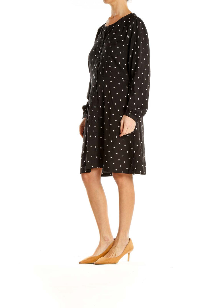 Black Polka Dot Classic A-Line Dress