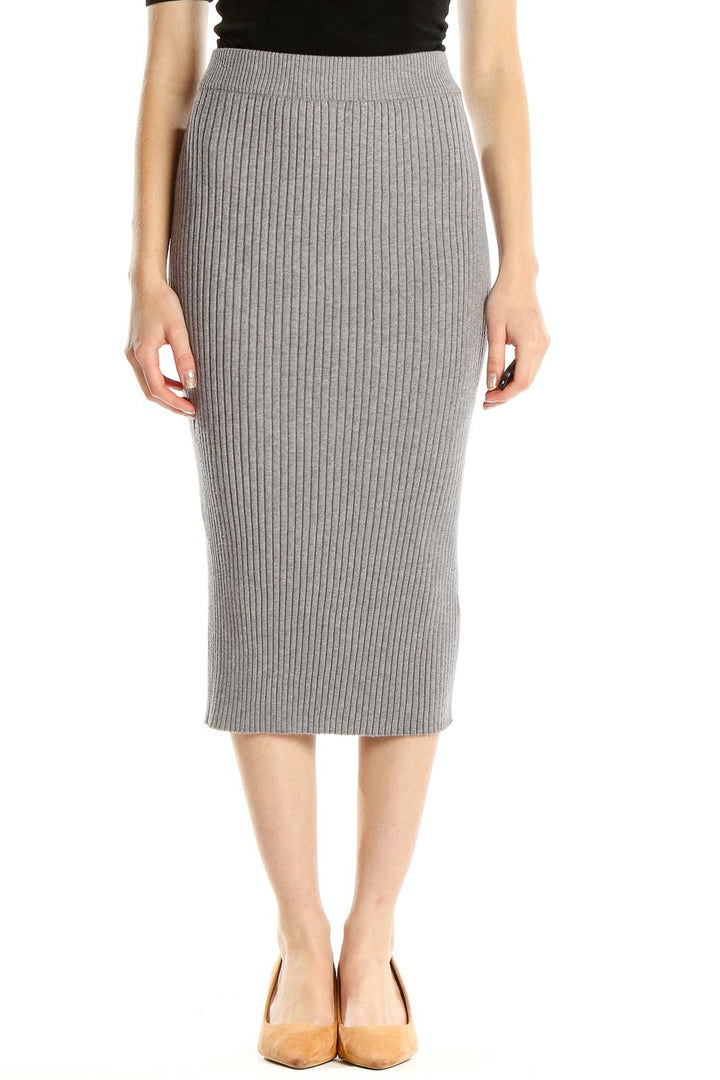 Gray Knit Pencil Skirt