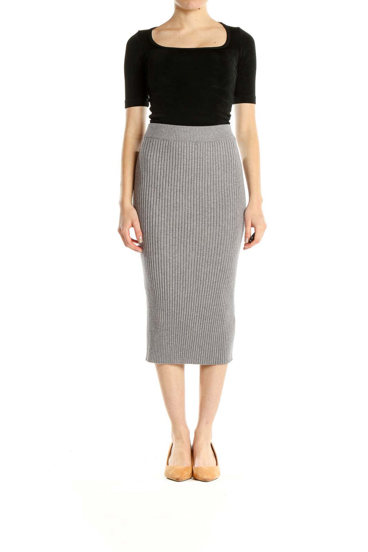 Gray Knit Pencil Skirt