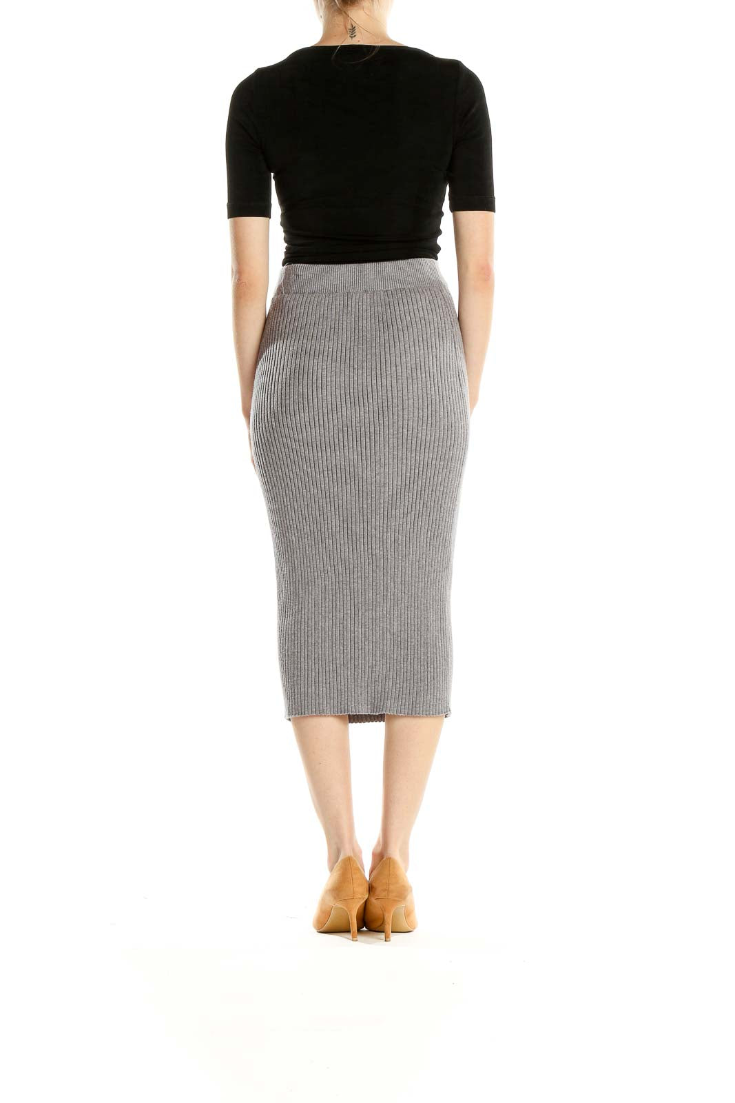 Gray Knit Pencil Skirt