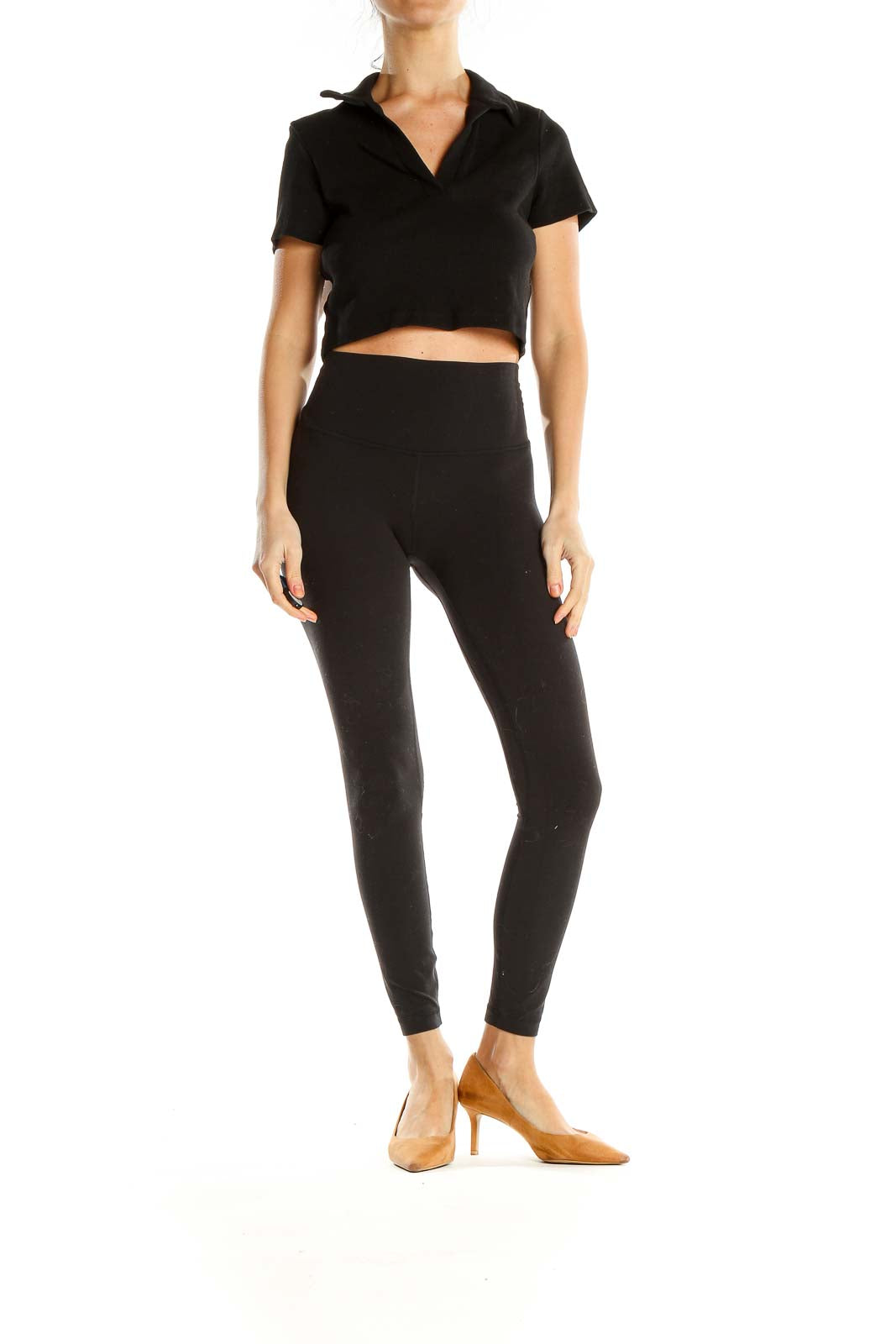 Black Casual Crop Top