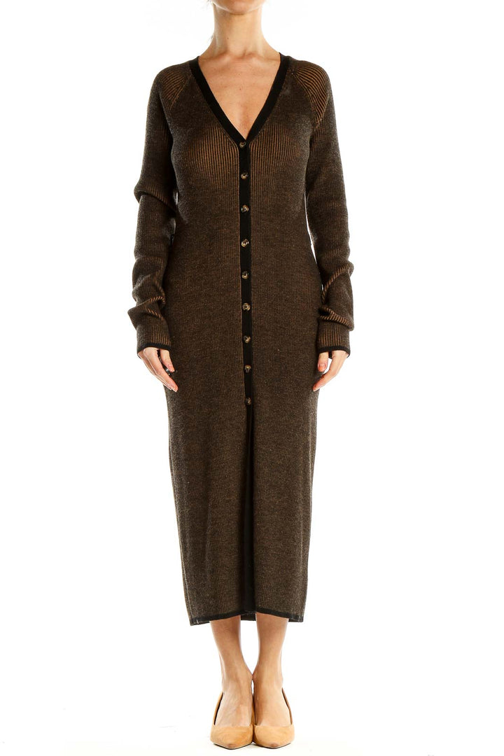 Brown Knit Sheath Dress