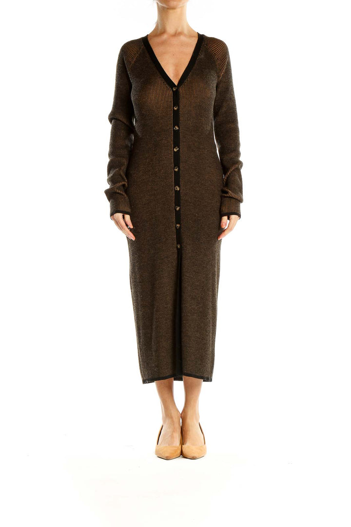 Brown Knit Sheath Dress