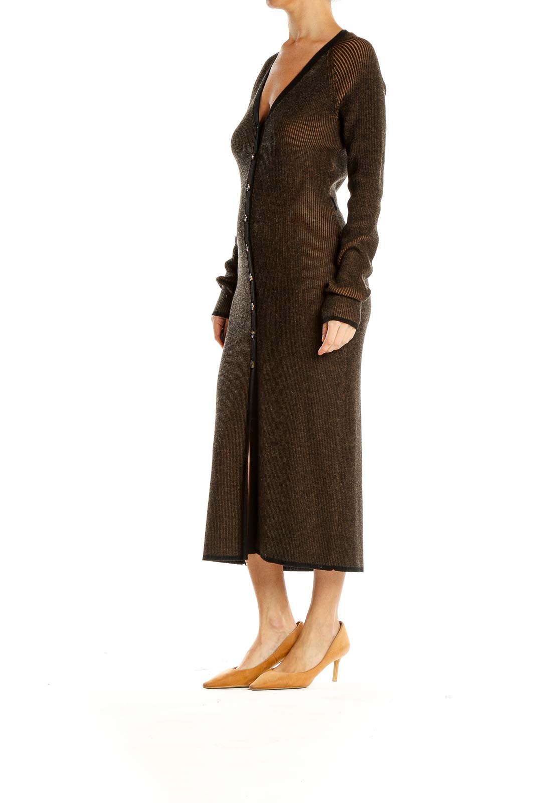 Brown Knit Sheath Dress