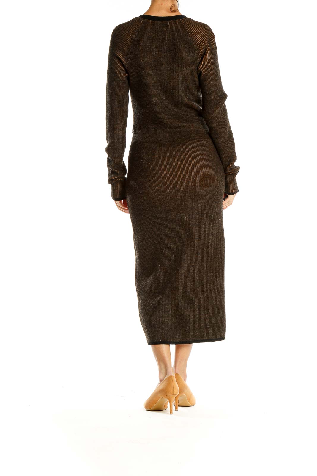 Brown Knit Sheath Dress