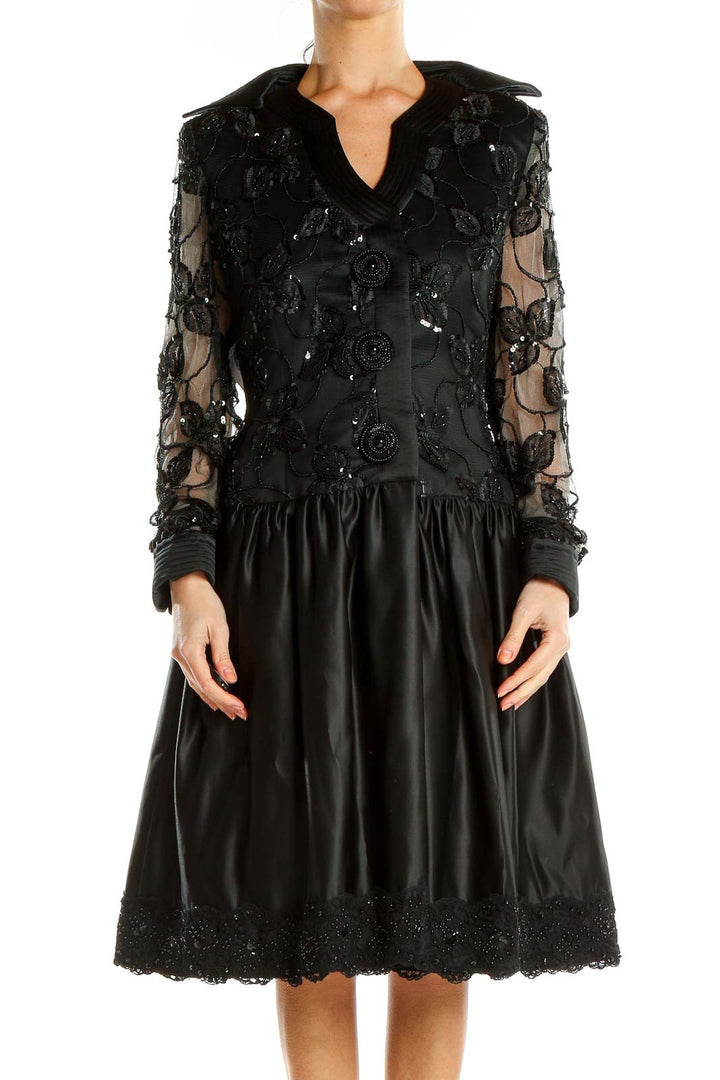 Black Sequin Vintage Fit & Flare Dress