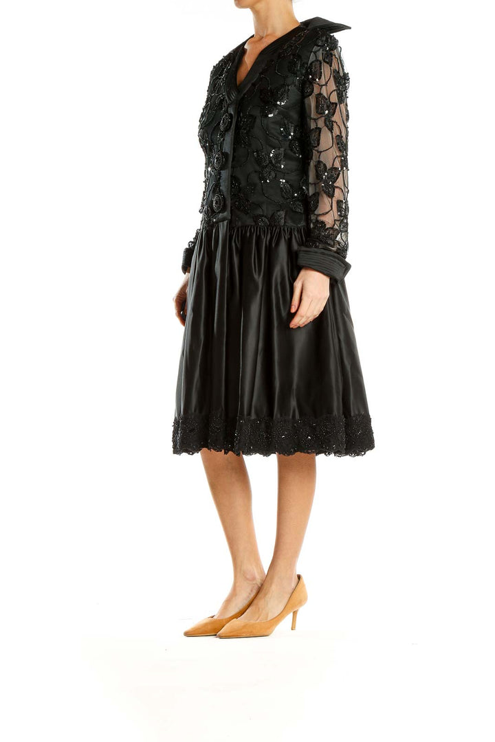 Black Sequin Vintage Fit & Flare Dress