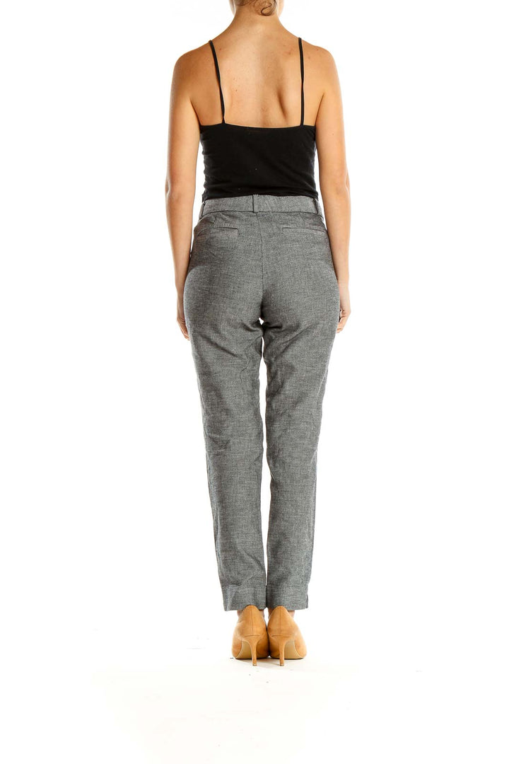 Gray Textured Casual Trousers