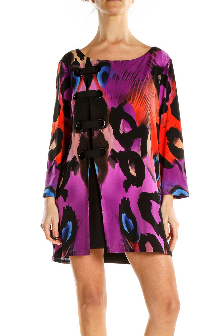 Multicolor Printed Retro Shift Dress