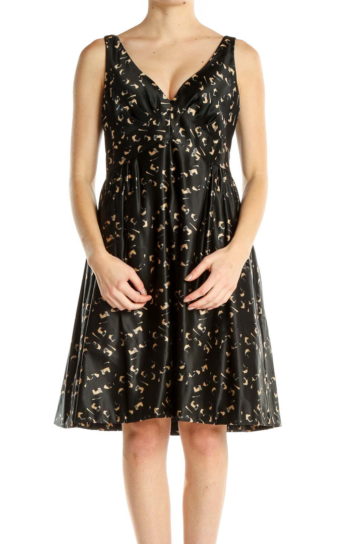 Black Printed Retro Fit & Flare Dress