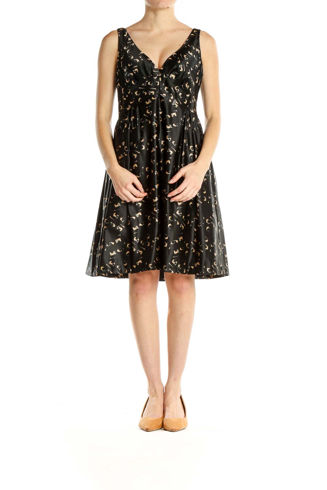 Black Printed Retro Fit & Flare Dress