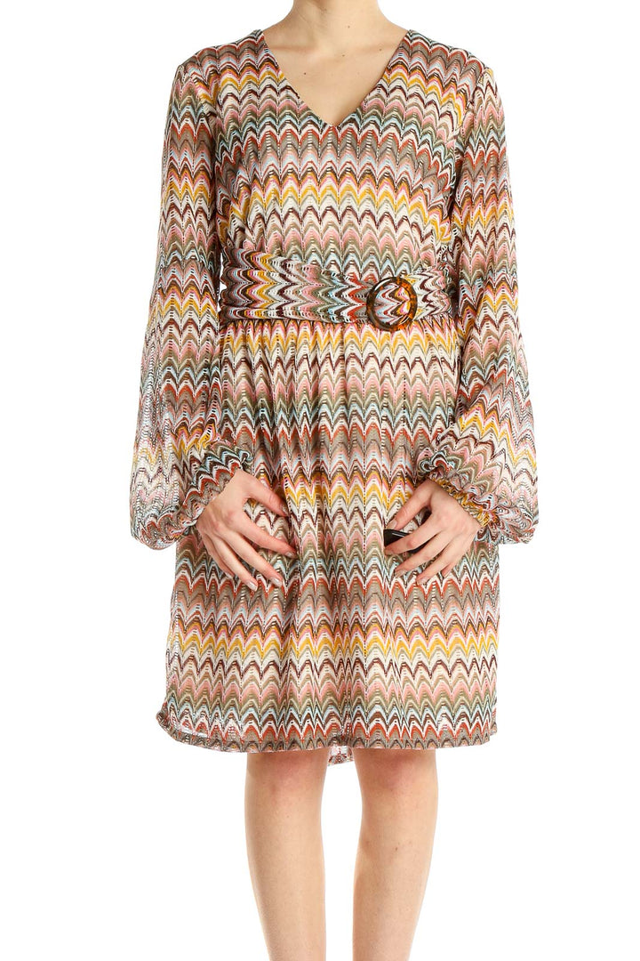 Multicolor Chevron Bohemian Shift Dress