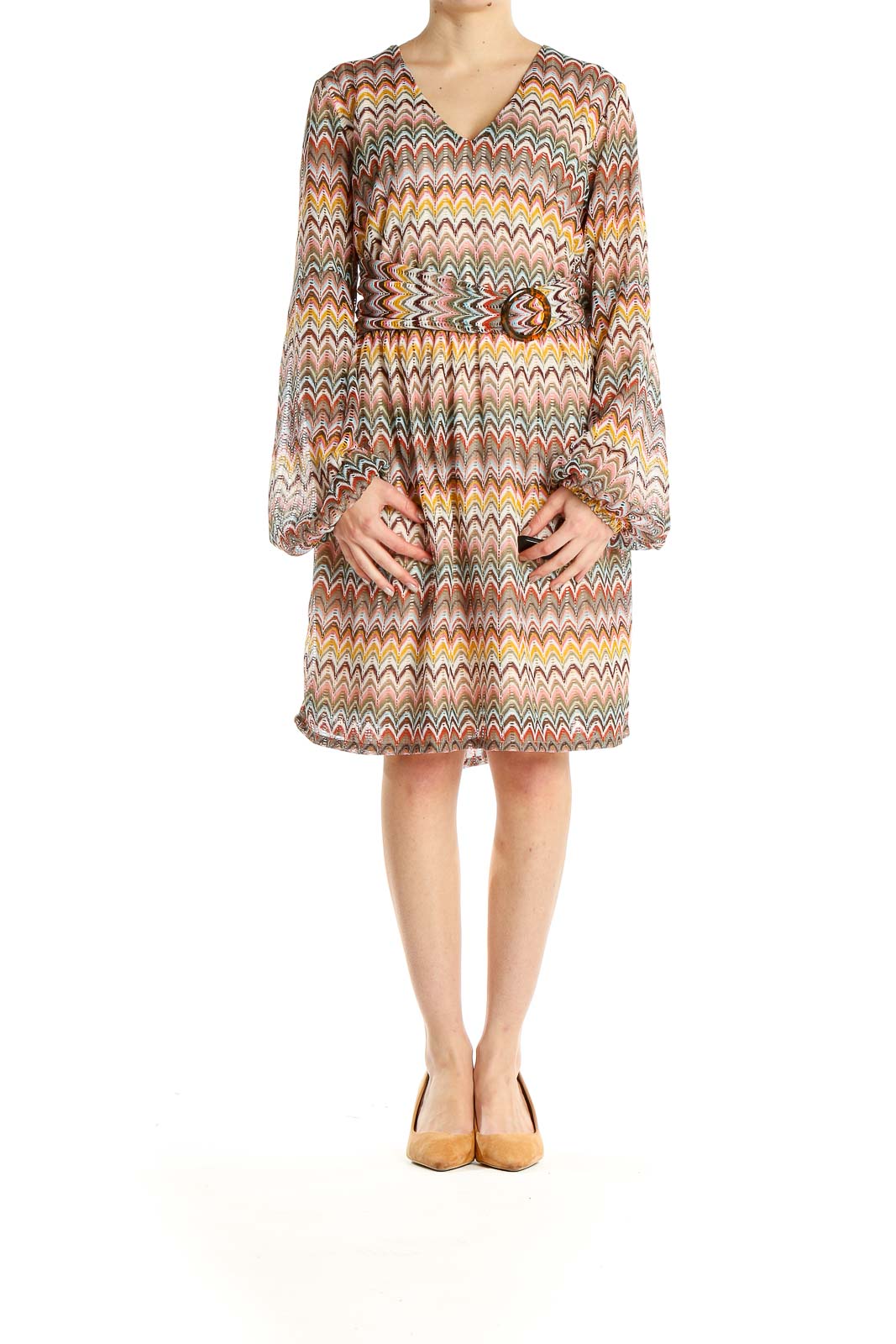 Multicolor Chevron Bohemian Shift Dress