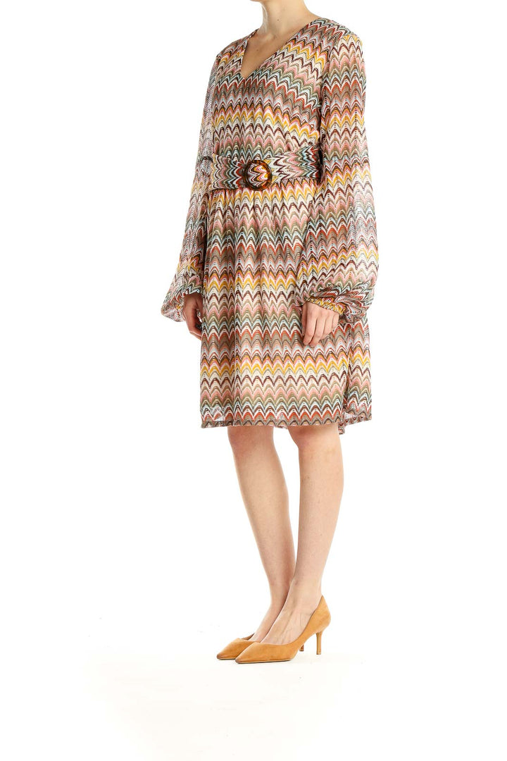 Multicolor Chevron Bohemian Shift Dress