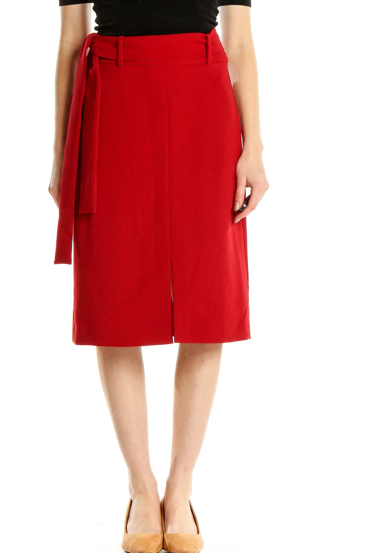 Red Classic Straight Skirt