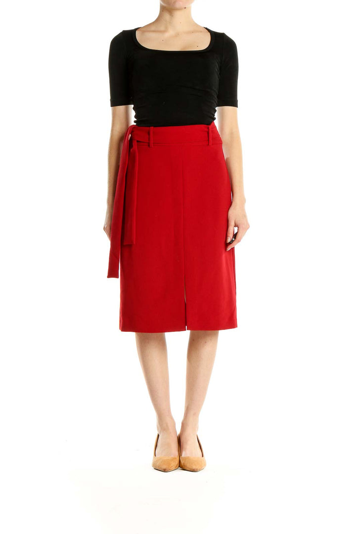 Red Classic Straight Skirt