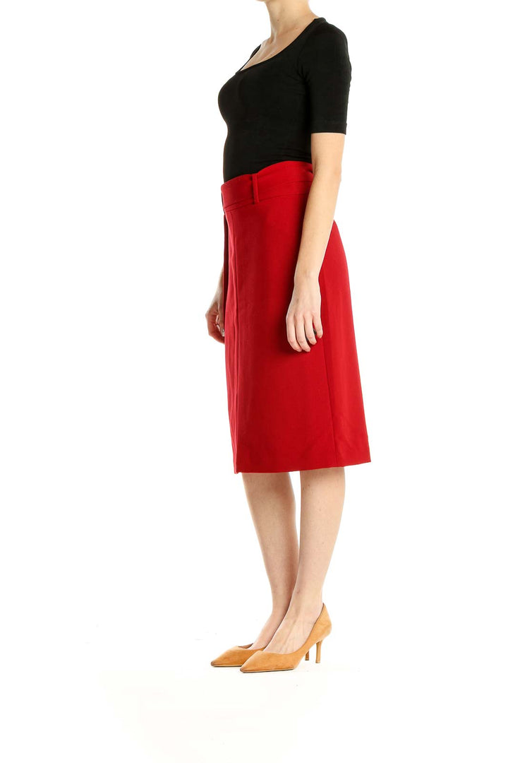 Red Classic Straight Skirt