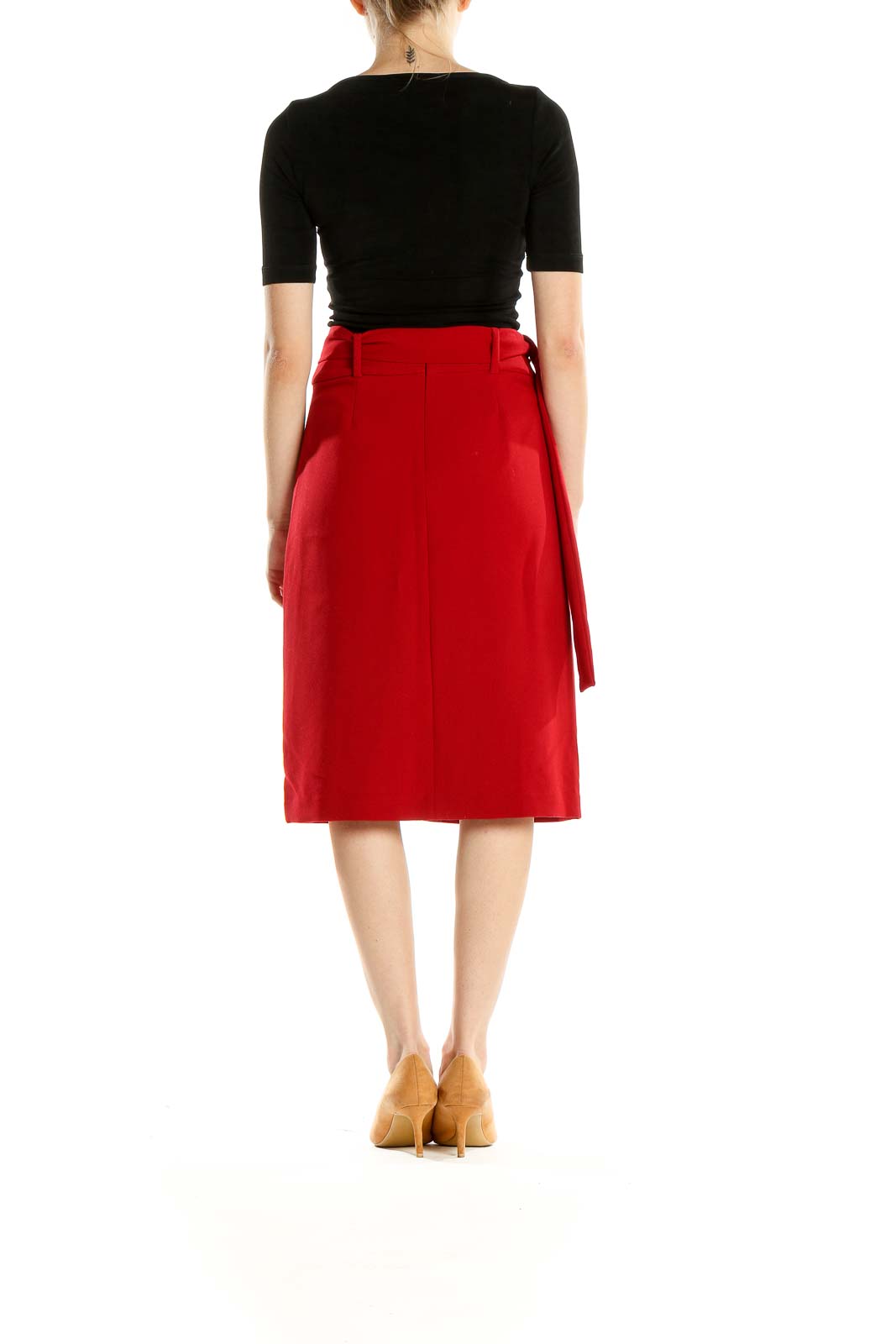 Red Classic Straight Skirt