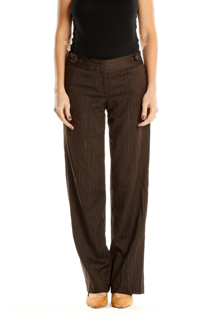 Brown Pin Stripe Classic Trousers