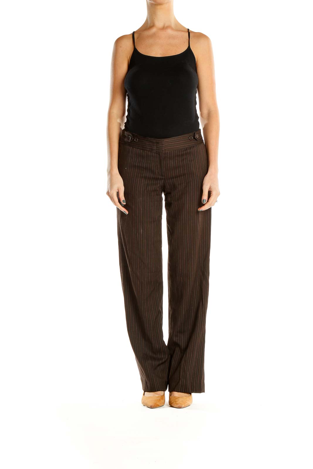 Brown Pin Stripe Classic Trousers