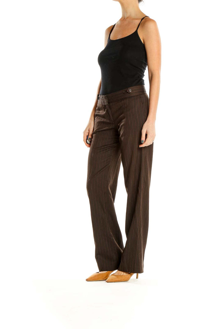 Brown Pin Stripe Classic Trousers