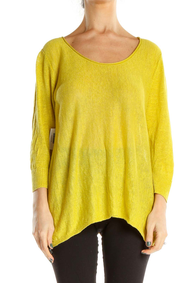 Yellow All Day Wear Linen Top