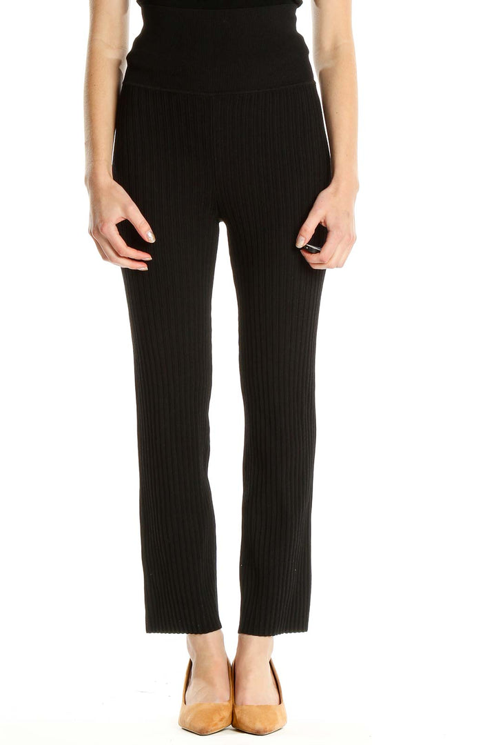 Black Ribbed Classic Pants