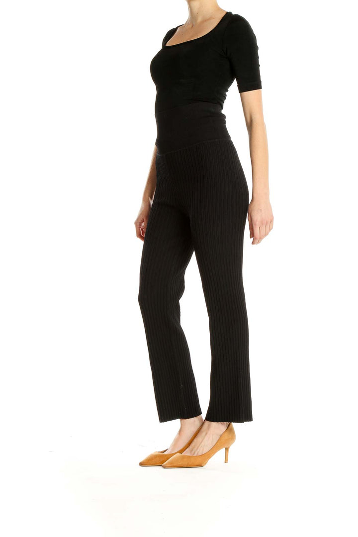 Black Ribbed Classic Pants