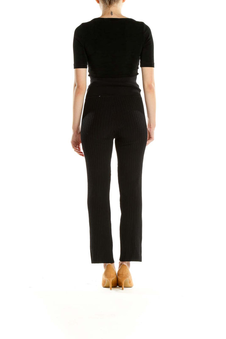 Black Ribbed Classic Pants