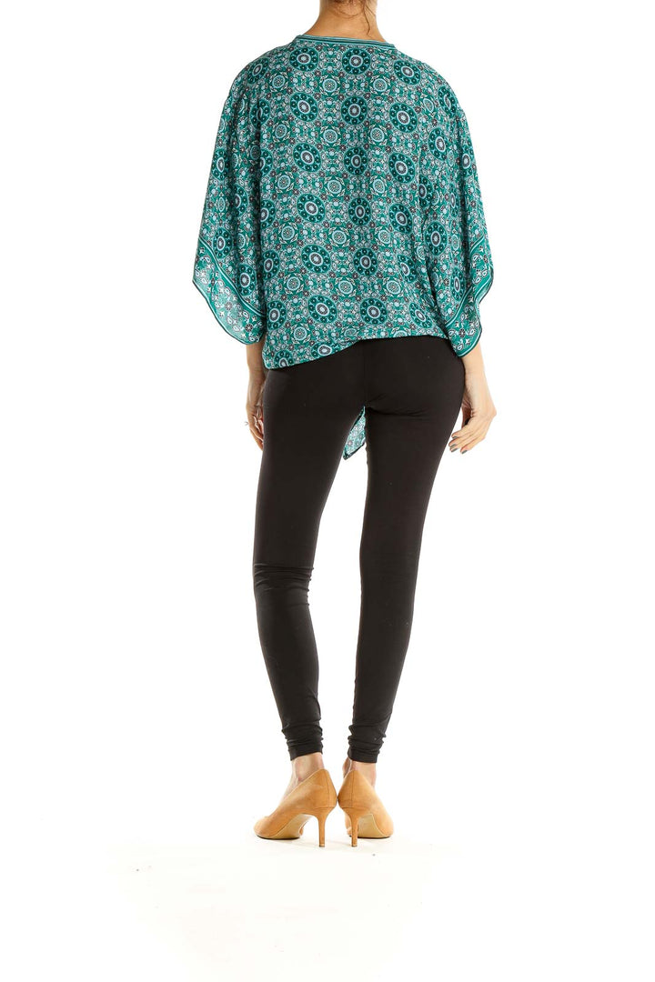 Green Geometric Print Brunch Blouse