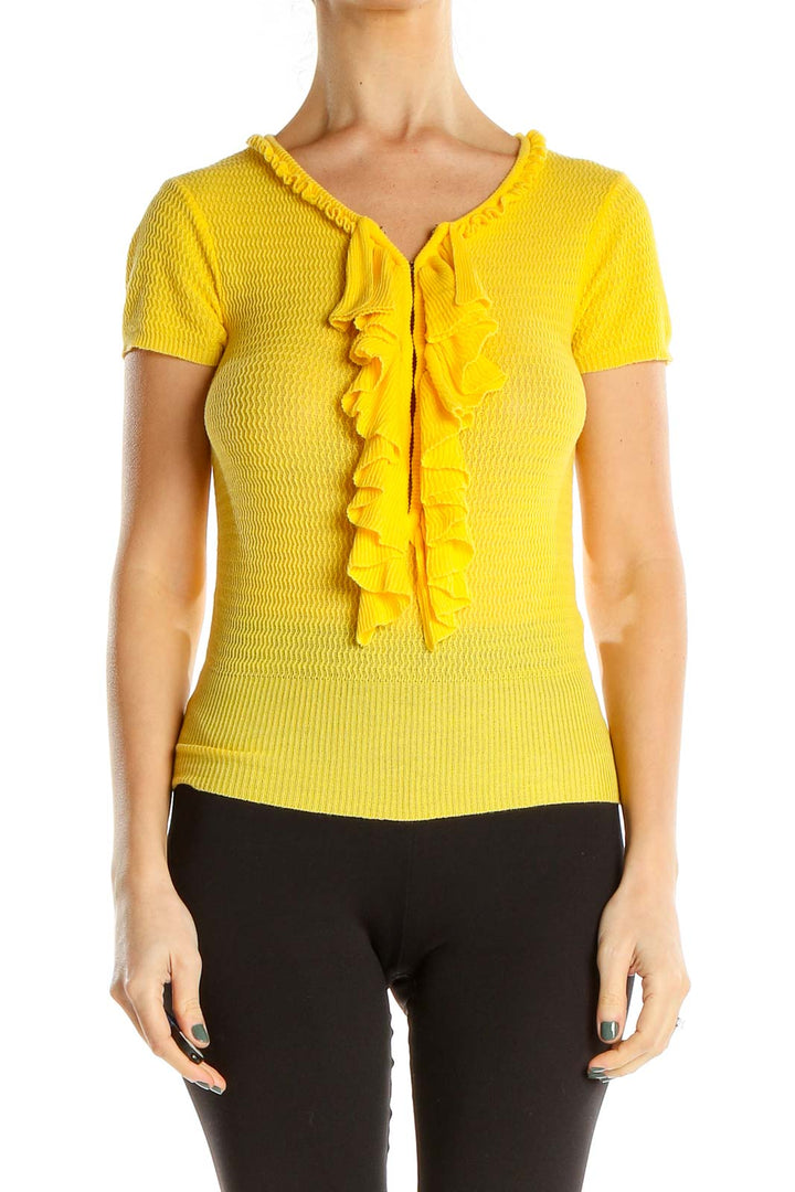 Yellow Textured All Day Wear Babydoll Top