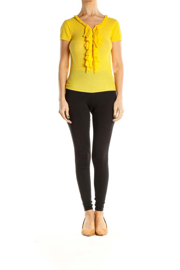 Yellow Textured All Day Wear Babydoll Top