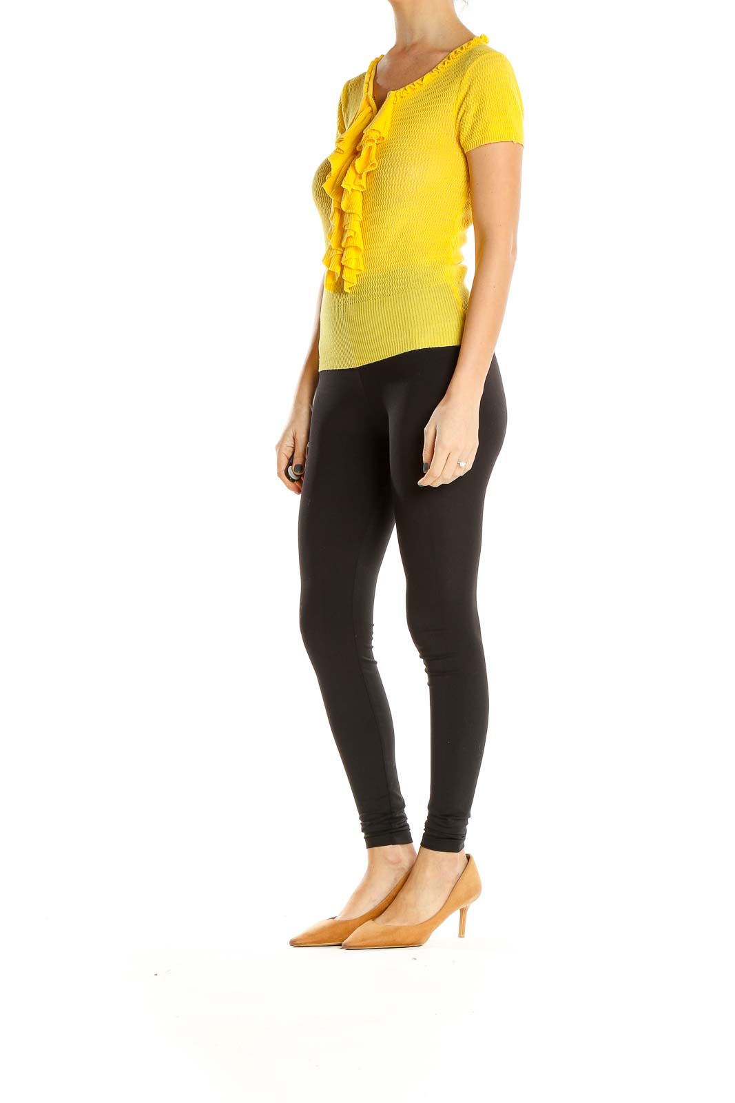 Yellow Textured All Day Wear Babydoll Top