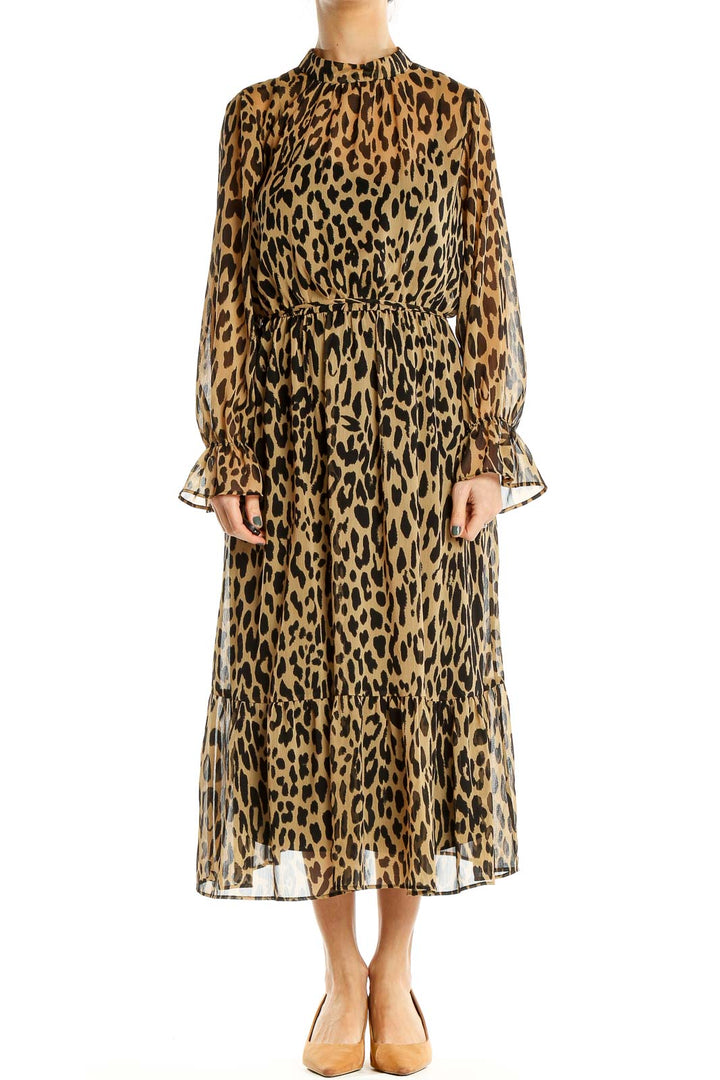 Brown Animal Print Bohemian Fit & Flare Dress