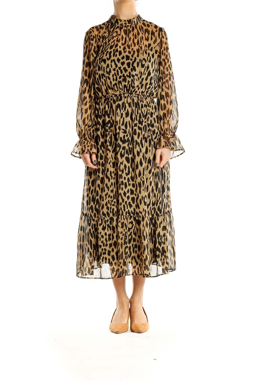 Brown Animal Print Bohemian Fit & Flare Dress