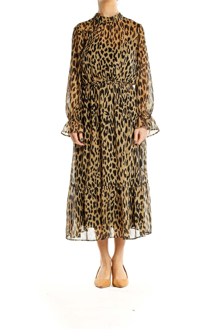 Brown Animal Print Bohemian Fit & Flare Dress