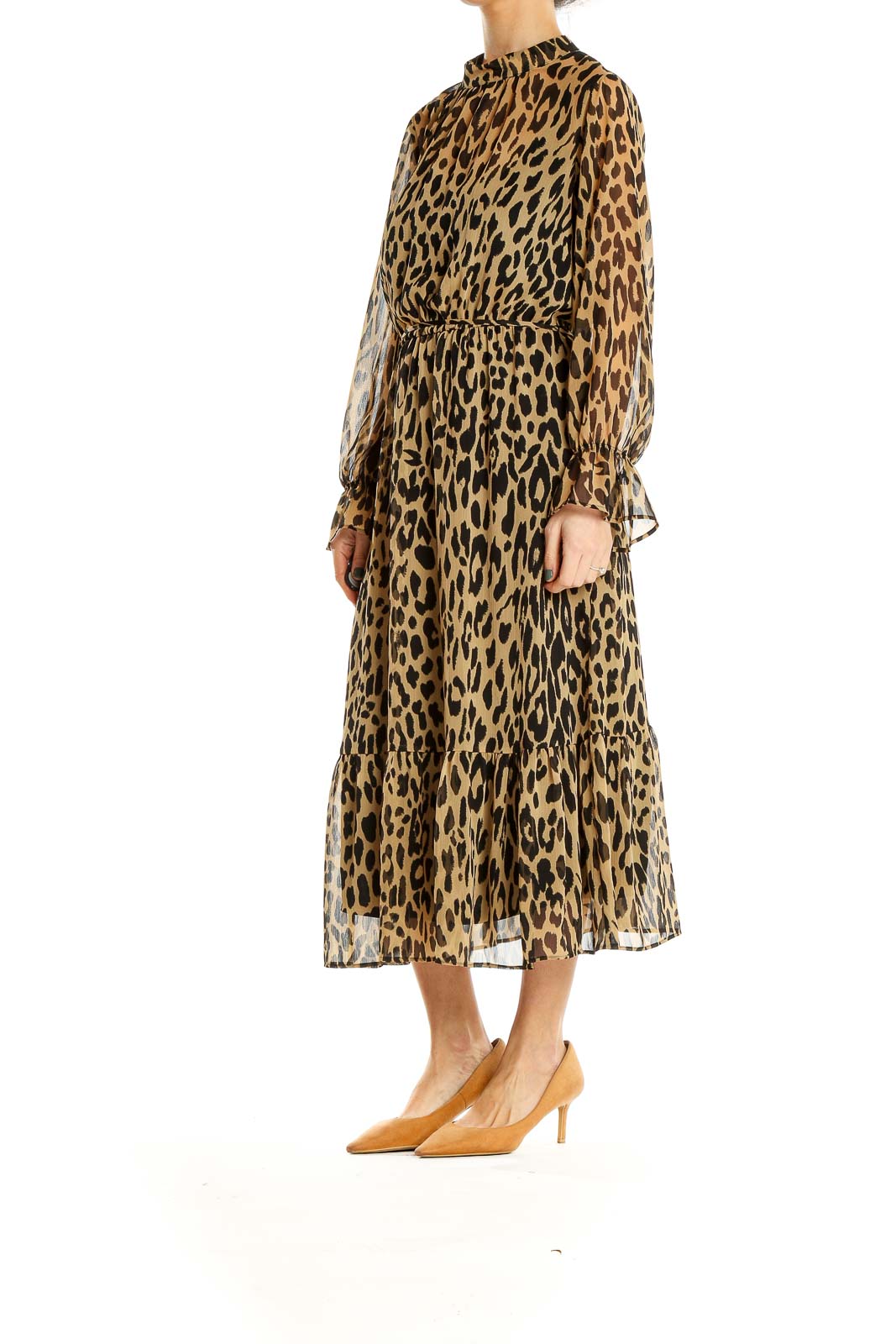 Brown Animal Print Bohemian Fit & Flare Dress