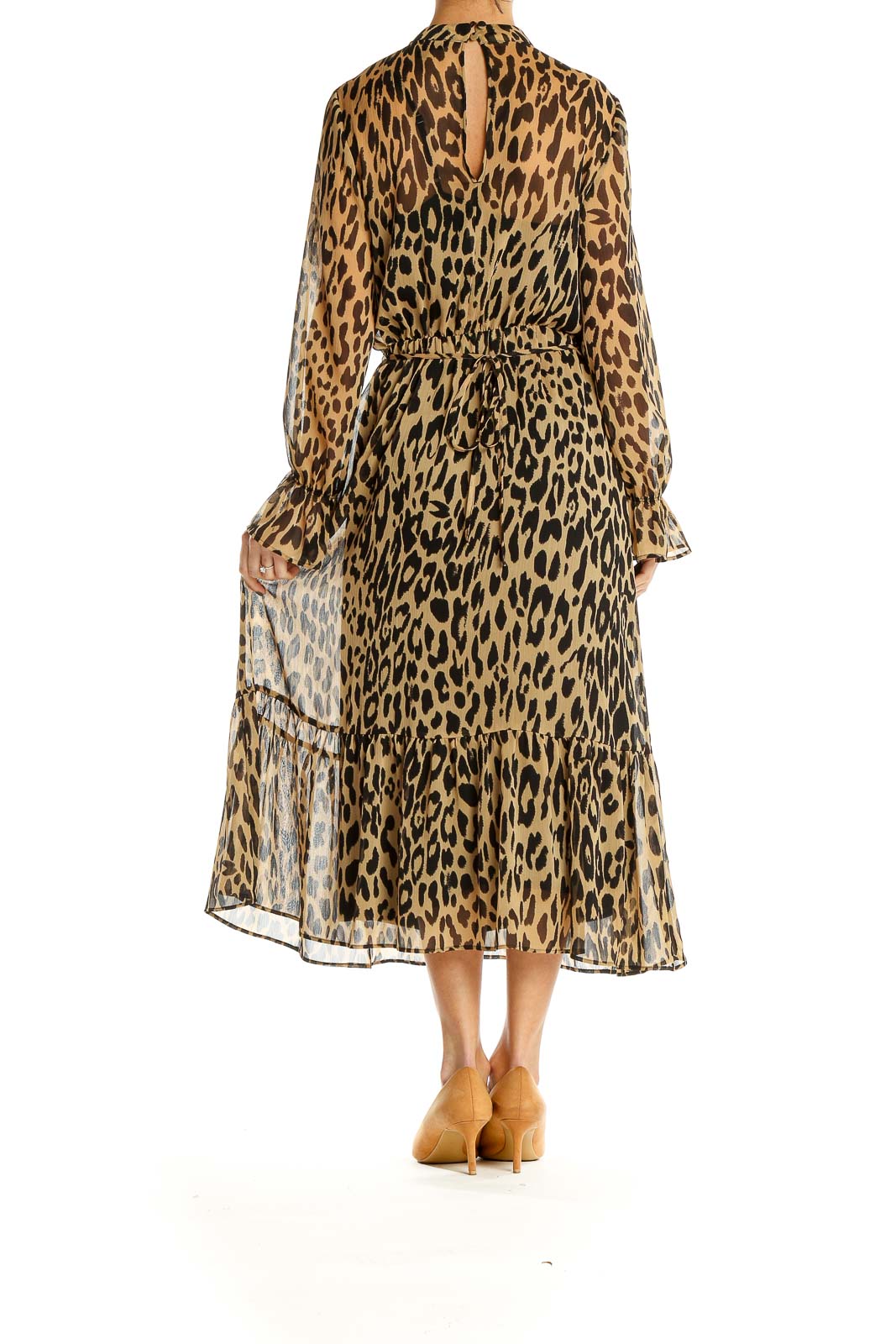 Brown Animal Print Bohemian Fit & Flare Dress