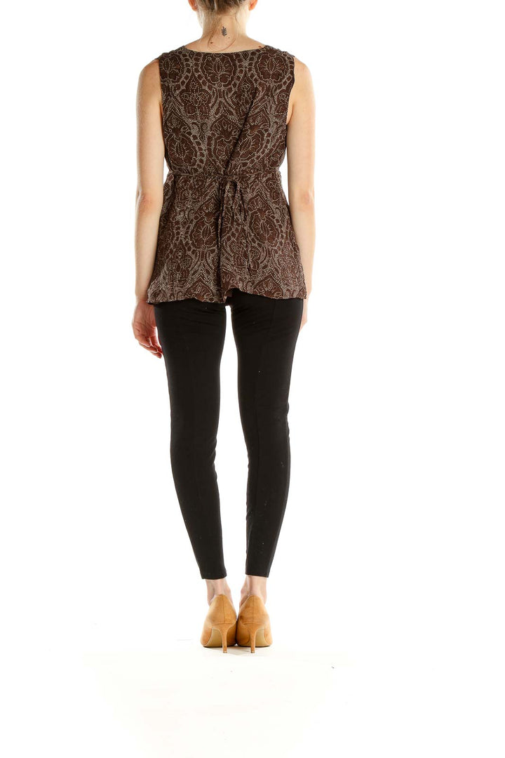 Brown Printed Retro Blouse