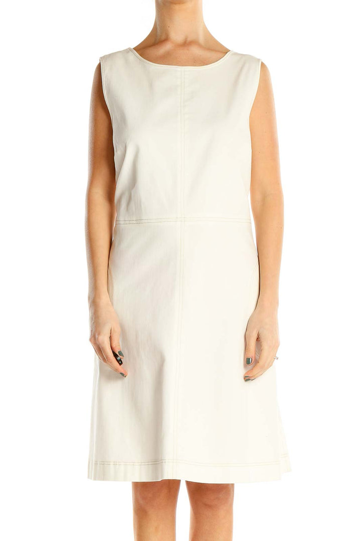 White Structured Classic A-Line Dress