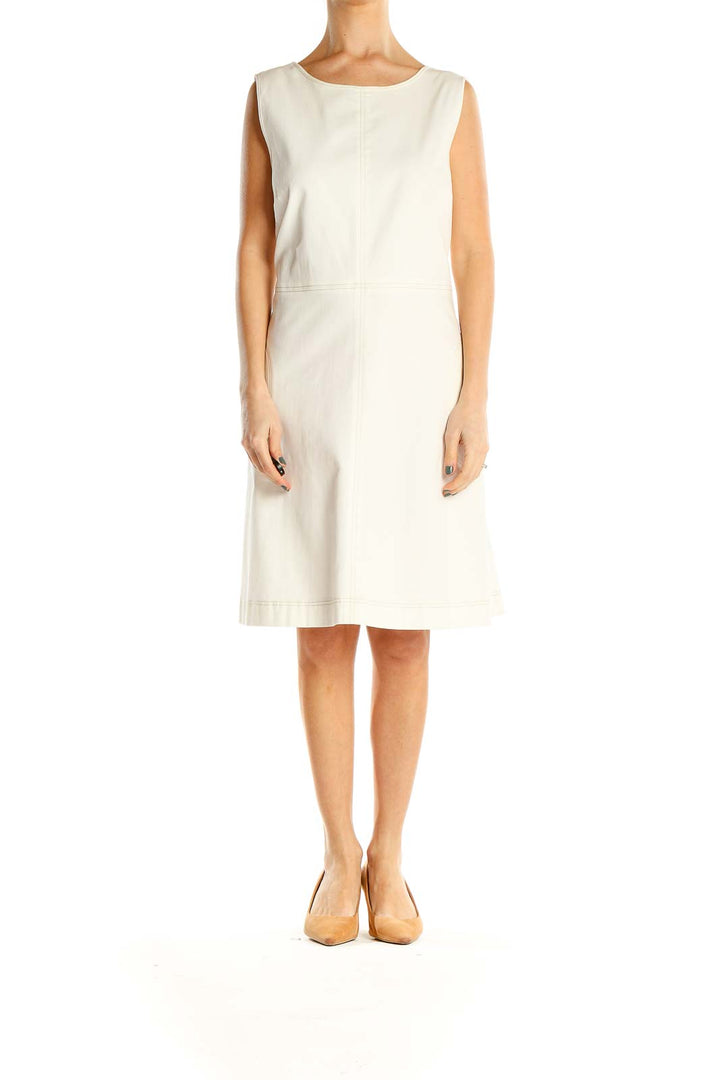 White Structured Classic A-Line Dress