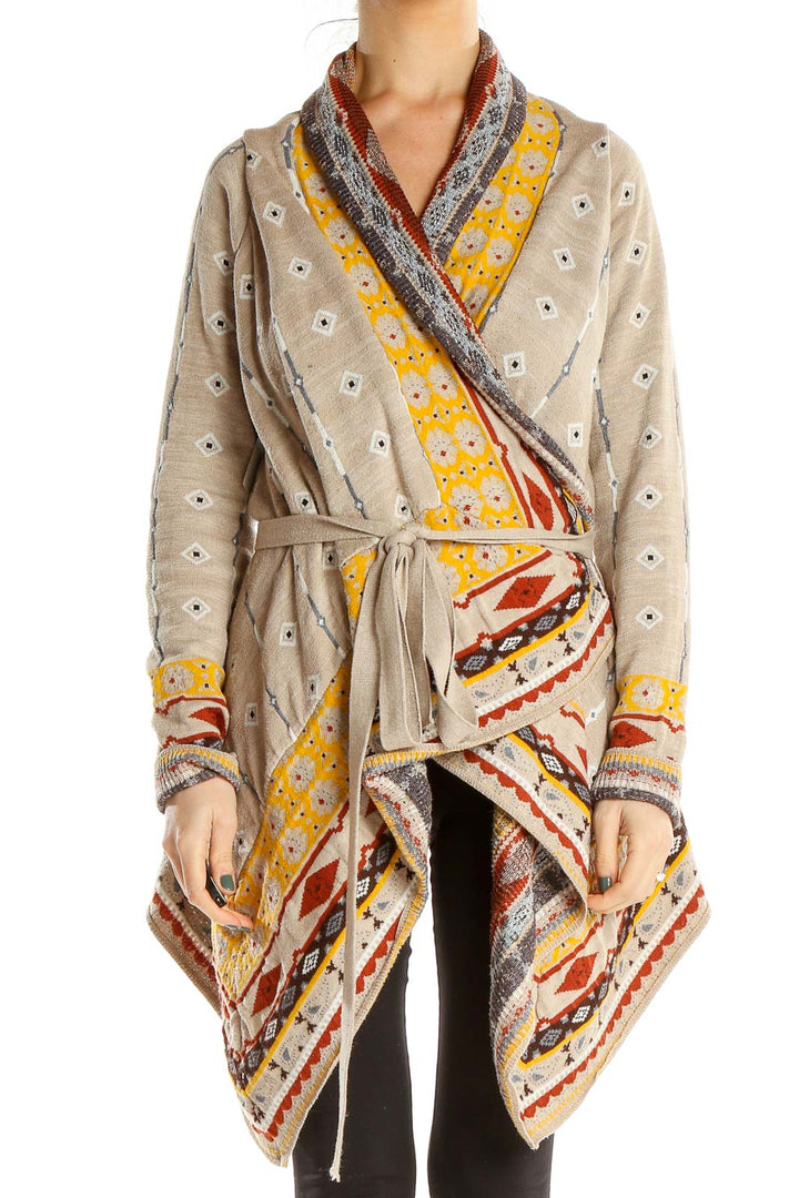 Multicolor Aztec Print Sweater Cardigan