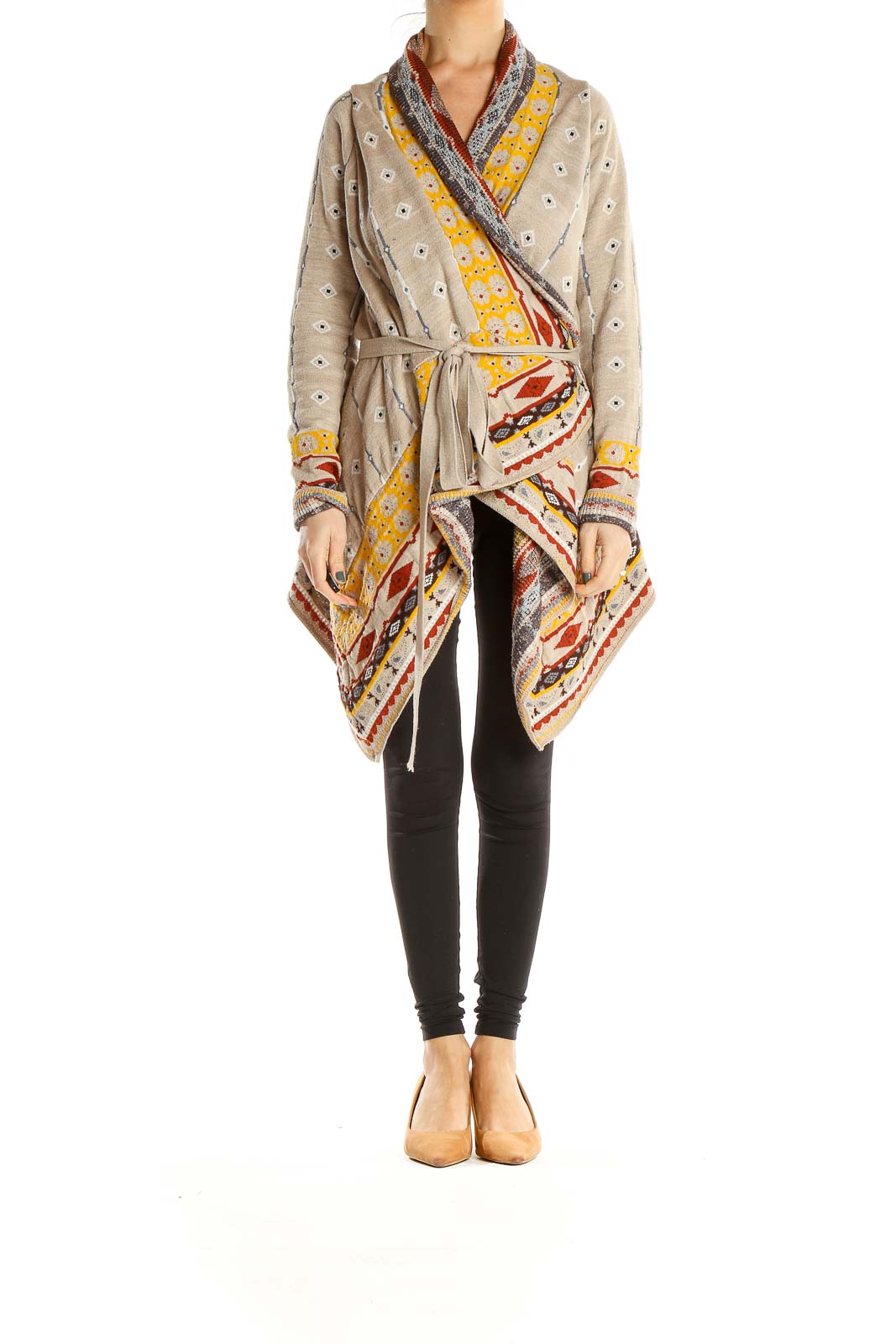 Multicolor Aztec Print Sweater Cardigan