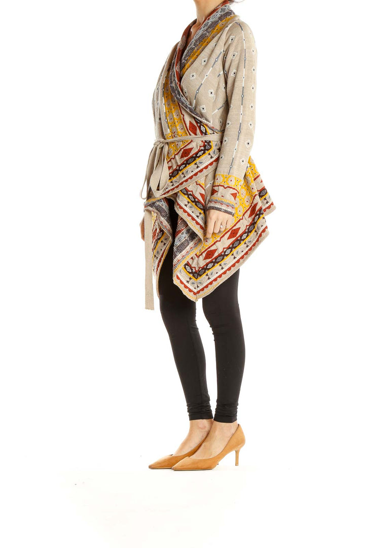 Multicolor Aztec Print Sweater Cardigan