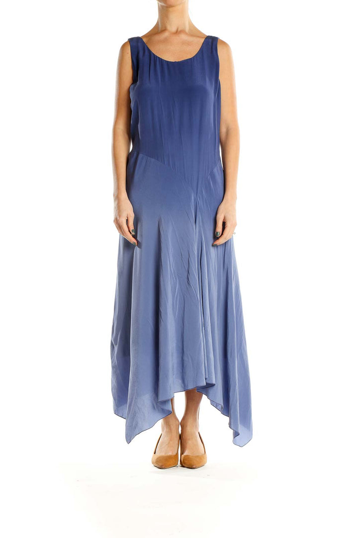 Blue Silk Ombre Bohemian Maxi Dress