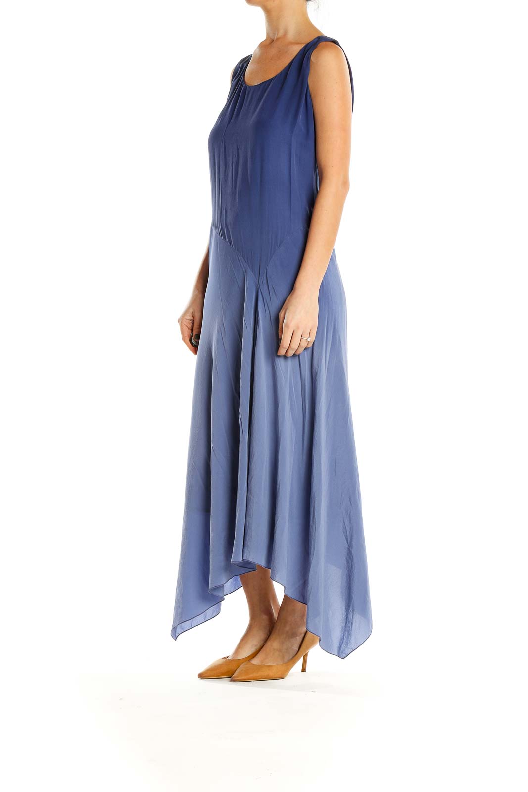 Blue Silk Ombre Bohemian Maxi Dress