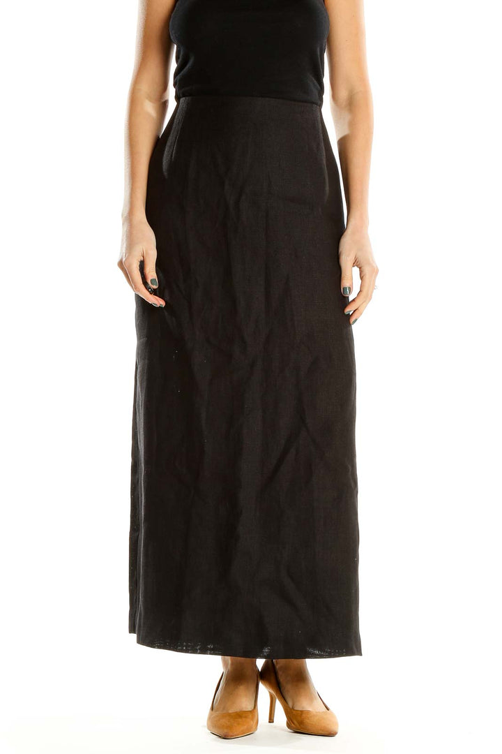 Black Textured Maxi Skirt