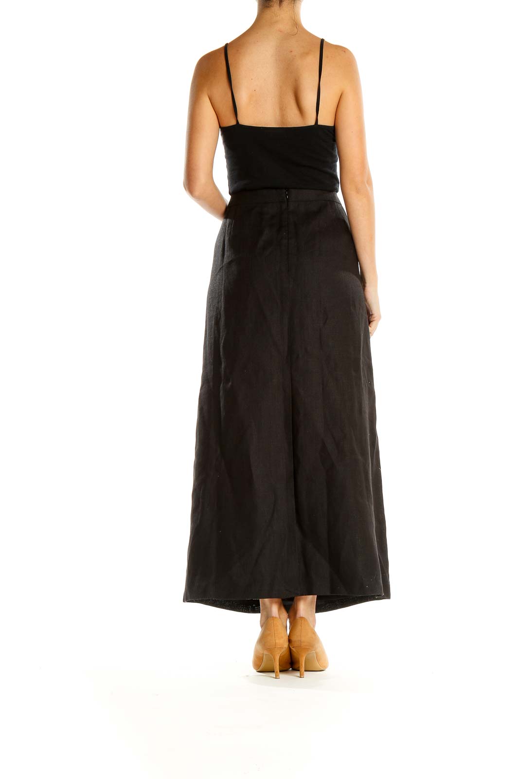 Black Textured Maxi Skirt